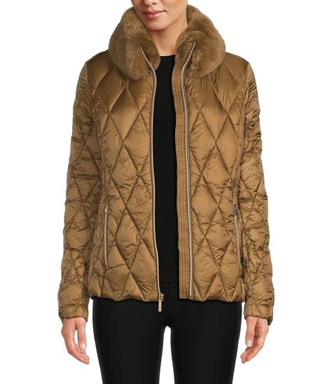 michael michael kors down faux fur trim jacket|Faux Fur Trim Puffer Jacket .